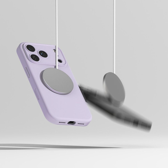 Puzdro Ringke pre iPhone 17 Pro Max, silikónové magnetické puzdro MagSafe, svetlo fialové
