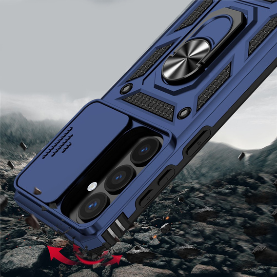 Puzdro s podstavcom a krytom objektívu pre Samsung Galaxy S26 Plus, modré