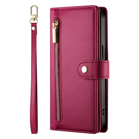 Klapkové puzdro pre Xiaomi 14T Pro, Wallet Zipper Pocket, červené
