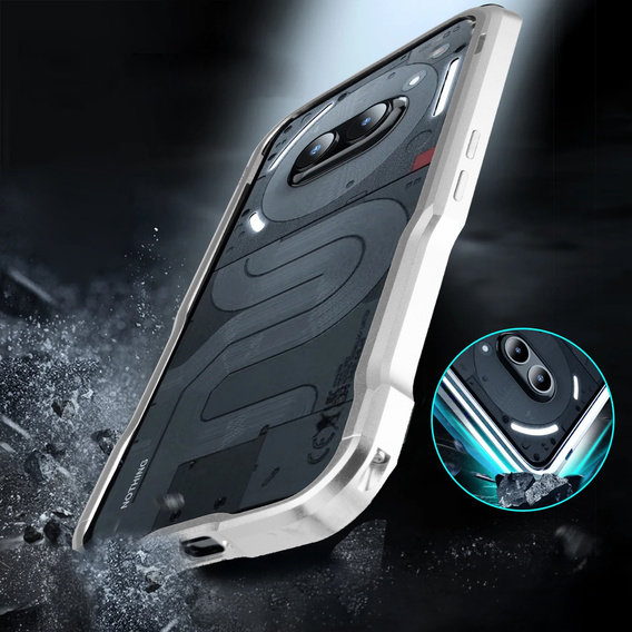 Puzdro LUPHIE pre Nothing Phone 2a / 2a Plus, Armor Bumper, strieborné