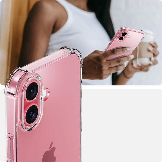 Puzdro pre iPhone 16 Plus, Erbord Dropproof, priehľadné + sklo