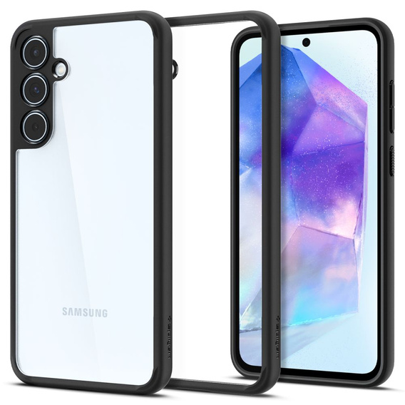 Puzdro Spigen pre Samsung Galaxy A55 5G, Ultra Hybrid, čierne + tvrdené sklo 9H