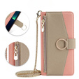 Flipové puzdro pre Samsung Galaxy A56 5G, Wallet Zipper Pocket, so zrkadlom, ružové