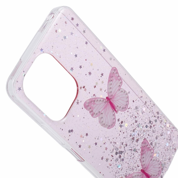 Puzdro pre Xiaomi Redmi 13C / Poco C65, Glitter Butterfly, ružové