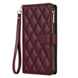 Puzdro s chlopňou pre Samsung Galaxy A56 5G, Rhombus Crossbody Leather, bordové