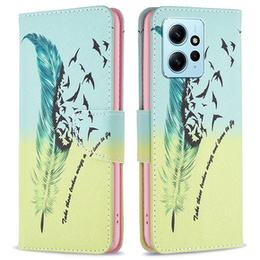 Klapkové puzdro pre Xiaomi Redmi Note 12 4G, Wallet, feather, modré