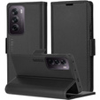 Puzdro pre Oppo Reno 12, ERBORD Glossy Litchi, flipová peňaženka, čierne