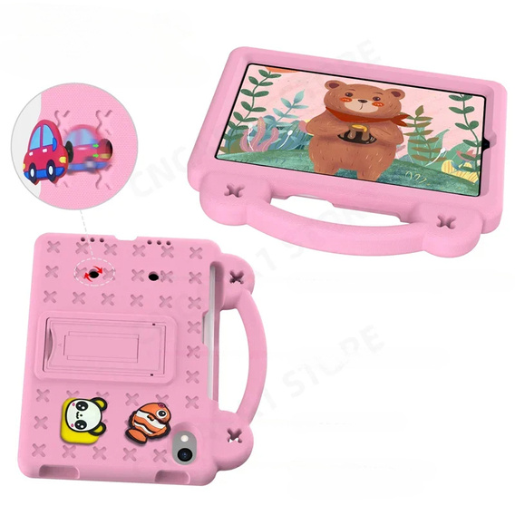 Detské puzdro pre iPad mini 8.3" 2021 (6 gen.) / iPad mini 8.3" 2024 (7 gen.), Cute Patterns, so stojanom, ružové