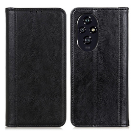 Flipové puzdro pre Honor 200 Pro 5G, Split Leather, čierne