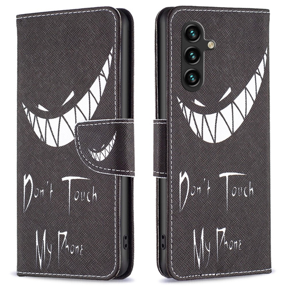 Klapkové puzdro pre Samsung Galaxy A05s, Wallet, Don't Touch My Phone, čierne