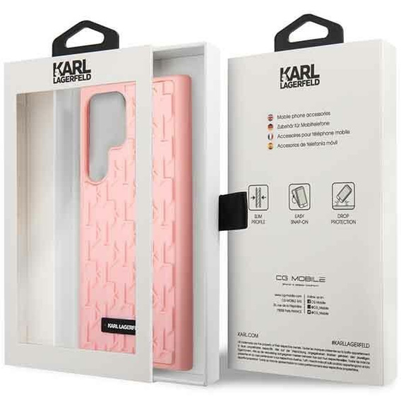 Karl Lagerfeld Obal na mobil pre Samsung Galaxy S23 Ultra, Saffiano Mono Metal, ružové