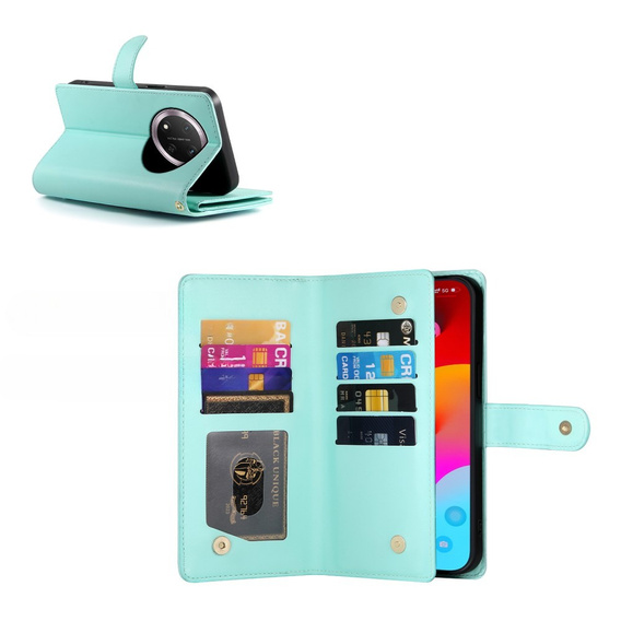 Klapkové puzdro pre Honor Magic 7 Lite, Wallet Zipper Pocket, mätové