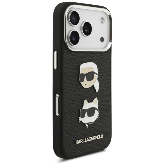 Karl Lagerfeld Grained Karl & Choupette Heads Pins & Logo Case pre iPhone 17 Pro