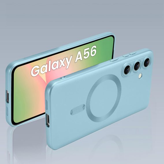 Puzdro pre Samsung Galaxy A56, ColorMag, pre MagSafe, modré + tvrdené sklo 9H