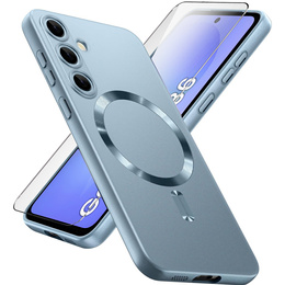 Puzdro pre Samsung Galaxy A36, ColorMag, pre MagSafe, modré + tvrdené sklo 9H