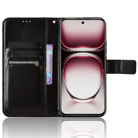 Klapkové puzdro pre Oppo Reno 12, Crazy Horse Wallet, čierne