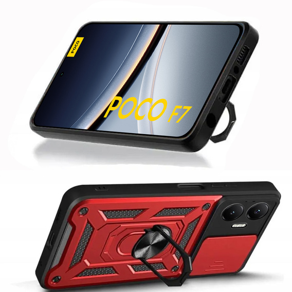 Obal na mobil pre Xiaomi Poco F7, CamShield Slide, červené