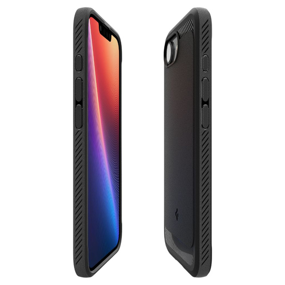 Puzdro Spigen pre iPhone 16E, Rugged Armor MagSafe, čierne + tvrdené sklo 9H