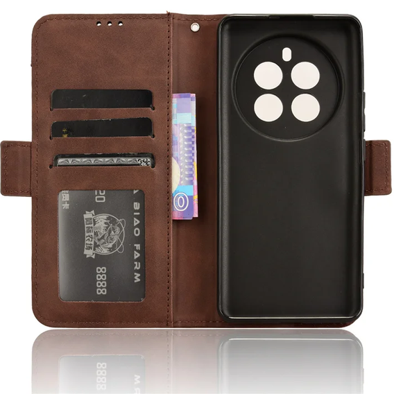 Klapkové puzdro pre Realme 12 Pro 5G / 12 Pro+ 5G, Card Slot, hnedé