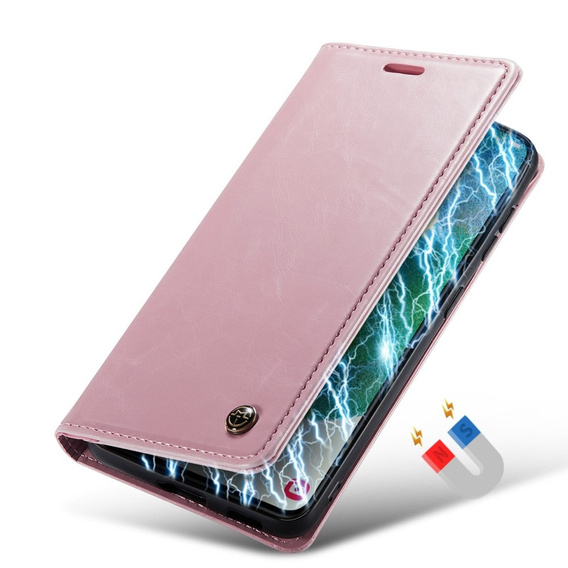 CASEME flipové puzdro pre Samsung Galaxy S21 FE, Waxy Textured, ružové