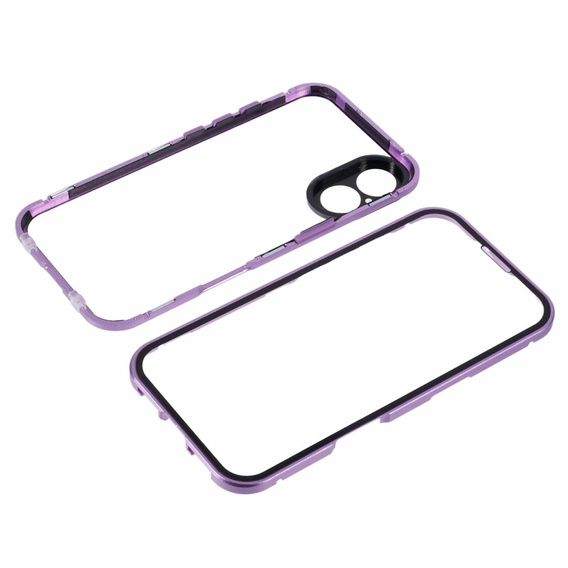 Puzdro pre iPhone 16, Magnetic Dual Glass, fialové