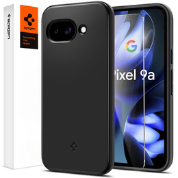 Puzdro Spigen pre Google Pixel 9A, Thin Fit Mag, čierne + tvrdené sklo 9H