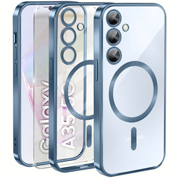 Puzdro pre Samsung Galaxy A35 5G, Electro MagSafe, modré + sklo na displej