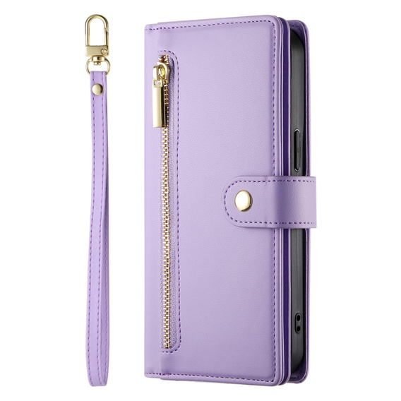 Klapkové puzdro pre Samsung Galaxy S25 Edge, Wallet Zipper Pocket, fialové