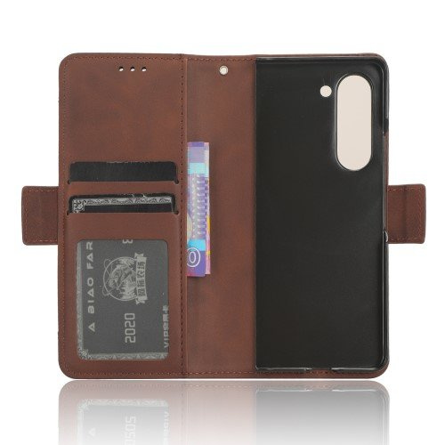 Klapkové puzdro pre Samsung Galaxy Z Fold 5 5G, Card Slot, hnedé
