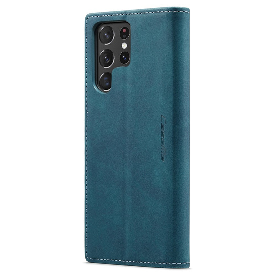 CASEME puzdro pre Samsung Galaxy S22 Ultra, Leather Wallet Case, zelený