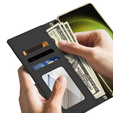 Flipové puzdro pre Samsung Galaxy S23 Ultra, GKK Mirror Wallet, čierne