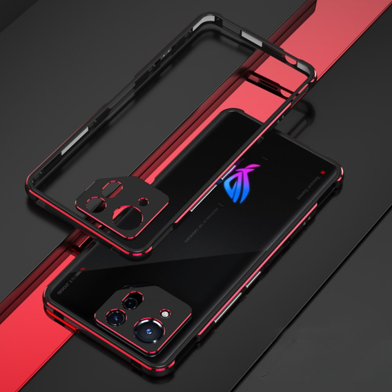 Puzdro pre ASUS ROG Phone 8 Pro, Armor Bumper, s krytom objektívu, čierna / červená