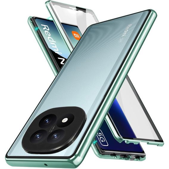 Puzdro pre Xiaomi Redmi Note 14 Pro, Magnetic Dual Glass, zelený