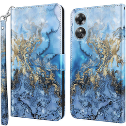 Klapkové puzdro pre Oppo A17, Wallet, Marble modré
