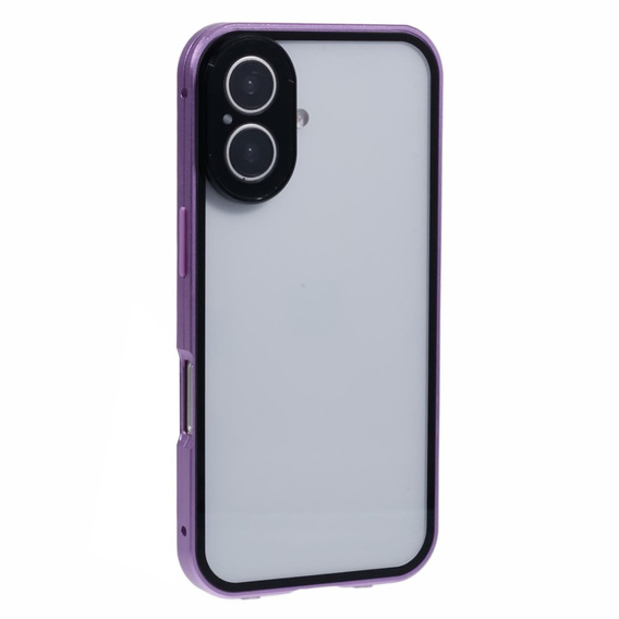 Puzdro pre iPhone 16, Magnetic Dual Glass, fialové