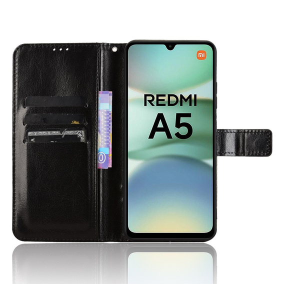 Klapkové puzdro pre Xiaomi Redmi A5, Crazy Horse Wallet, čierne