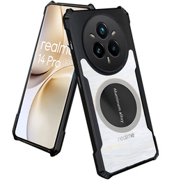 Puzdro pre Realme 14 Pro 5G, s magnetickým štítkom, transparentné / čierne