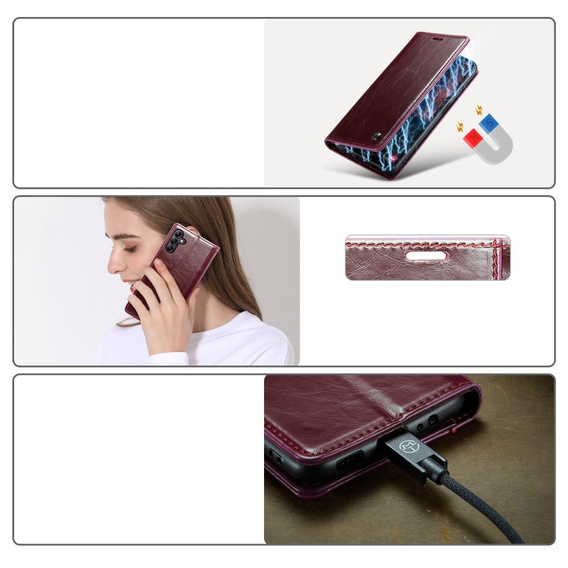 CASEME flipové puzdro pre Samsung Galaxy A34 5G, Waxy Textured, červené