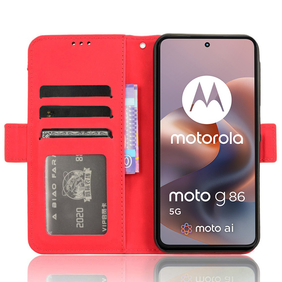 Klapkové puzdro pre Motorola Moto G86 5G, Card Slot, červené