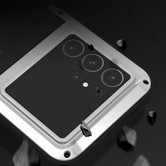 Love Mei Obal na mobil pre Samsung Galaxy S24 Ultra, armored without glass, sivé