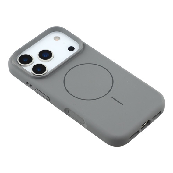 Silikónové puzdro pre iPhone 17 Pro, pre MagSafe, proti nárazom, sivé