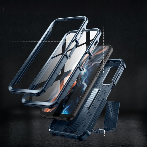 Obrnené puzdro pre Samsung Galaxy A25 5G, Dexnor Full Body (Two Frames), tmavomodré