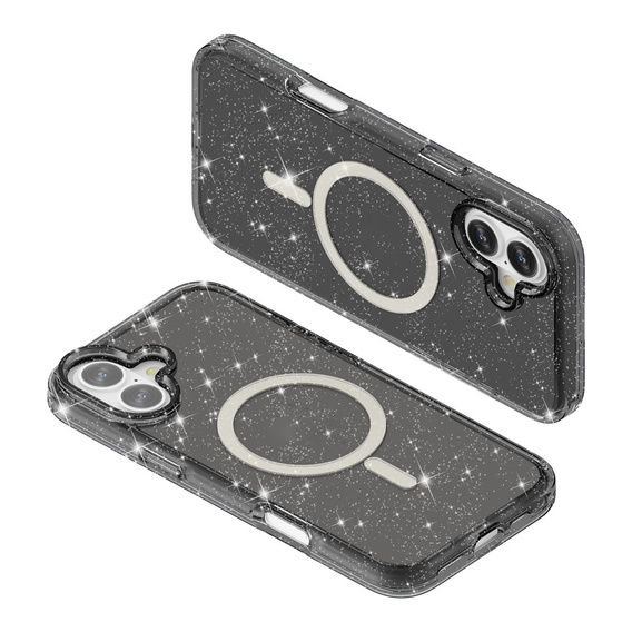 Puzdro pre iPhone 17, pre MagSafe, trblietavé, priesvitné čierne