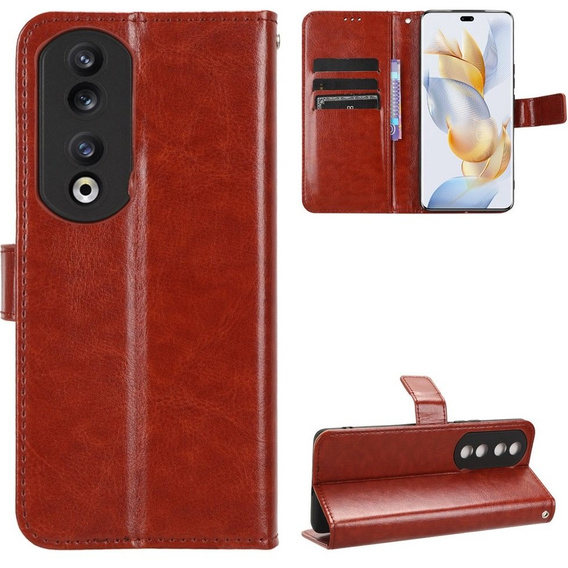 Klapkové puzdro pre Honor 90, Crazy Horse Wallet, hnedé