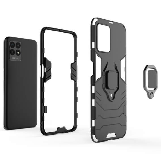 Obal na mobil pre Realme 8i, Kickstand Ring, čierne