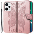 Klapkové puzdro pre Xiaomi Poco F5, Butterfly, ružové rose gold