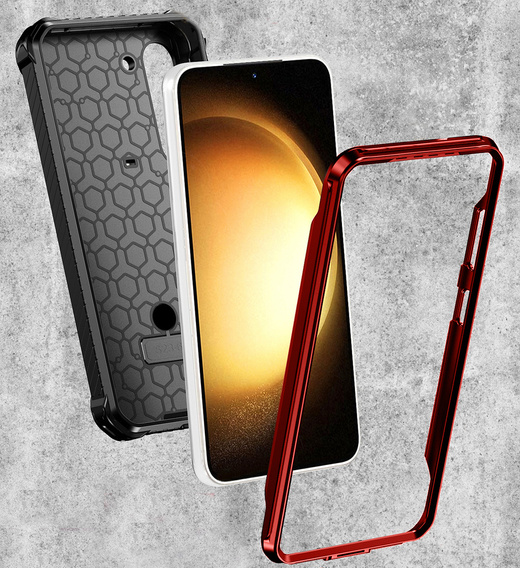 Obal na mobil pre Samsung Galaxy S23 Plus, Heavy Duty Ring Belt Clip, červené