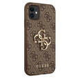 GUESS Obal na mobil pre iPhone 11, 4G Big Metal Logo, hnedé