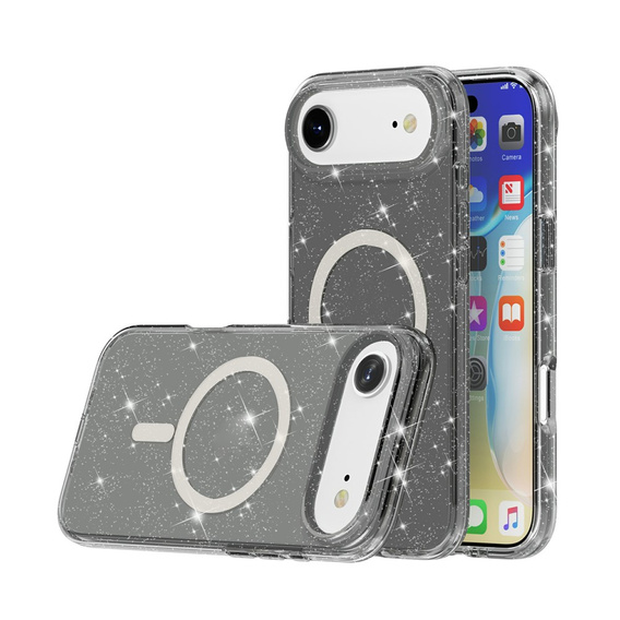 Puzdro pre iPhone Air, pre MagSafe, trblietavé, priesvitné čierne