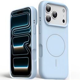 Silikónové puzdro pre iPhone 17 Pro Max, pre MagSafe, proti nárazom, modré